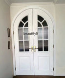 AOOKMIYA Craft arched curved circular curved door wrought iron glass bedroom retro door