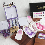 AOOKMIYA SeamiArt 12color Amethyst Professional Solid Watercolor Set Purple Color System with Wooden Painting Box Palette  AOOKMIYA.COM