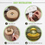 AOOKMIYA 1/4pcs Wooden LED Display Base Light Luminous USB Lamp Holder for Crystal Ball Glass Resin Art Ornament Stand Decor Kids Gifts
