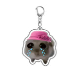 AOOKMIYA ART+ Creative Gifts Creative Cute Pink Bowknot Hamster Keychian For Women Men Simple Design Im Just A Girl Sad Animal Keyring Bag Funny Jewelry