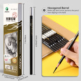 AOOKMIYA 12pcs Marie's Charcoal Pencils Set for Drawing, Sketching,Shading,for Artists,Professional - Soft Medium and Hard Tips Blending