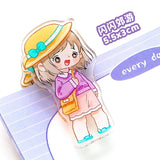 Flash Girl Series Acrylic Thickened Handbook Folder Cartoon Sticky Notes Test Papers Classification Folder Snack Sealing Folder