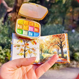 AOOKMIYA 12-color Pearlescent Watercolor Paint Box Portable Mini Palette Nail Art Watercolor Students Sketching Painting Art Supplies