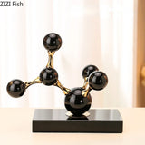 AOOKMIYA Geometric Crystal Molecular Ball Ornament Electroplated Metal Glass Sculpture Display Statue Home Decoration Accessories Crafts