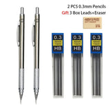 Mechanical Pencil Set 0.3 0.5 0.7 0.9 1.3 2.0mm Full Metal Art Drawing Painting Automatic Pencil Office School Supply Stationery