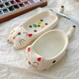 AOOKMIYA Creative Ceramic Watercolor Palette Cute Cat/Dog Paint Tray Pen Holder Easy To Clean Portable Painting Art Supplies