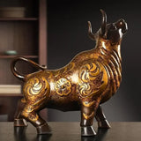 Feng Shui High Quality Copper Animal Cow Ornament Painted Home Office Desktop Decor