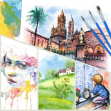AOOKMIYA Watercolor Paint Set 50 Vivid Colors, Travel Watercolor Kits with Palette, Brush, Sponge, Ideal for Hobbyists,Art Supplies  AOOKMIYA.COM