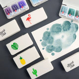 Empty Mini Palette Portable White Night Solid Watercolor Storage Box Ins Fresh Solid Paint Box Travel Painting Art Supplies