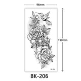 AOOKMIYA Waterproof Flower Temporary Tattoos for Women Black Floral Tattoo Stickers for Hand Arm Body Disposable Fake Tattoo Body Art