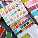 AOOKMIYA Kuretake 24-color Watercolor Paint Packaging Spring Limited Color Solid Chinese Painting Paint Acuarela Student Art Supplies