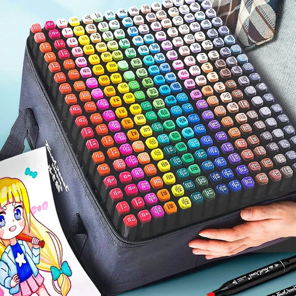 AOOKMIYA 24-80 Colors Double Headed Oily Art Marker Pen Set for Draw Sketching Oily Tip Based Markers Graffiti Manga School Art Supplies