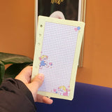 A6 Notebook Inside page 6 Ring Journal Spiral Replacement Journal Cute Note Book Weekly Grid Blank Diary Paper free shipping