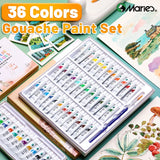 AOOKMIYA 36 Colors Marie's Gouache Paint & 1pc Paintbrush in 5ml/Tube for Paper,Cardboard,Canvas,DIY,Craft for Adult,Artists,Students