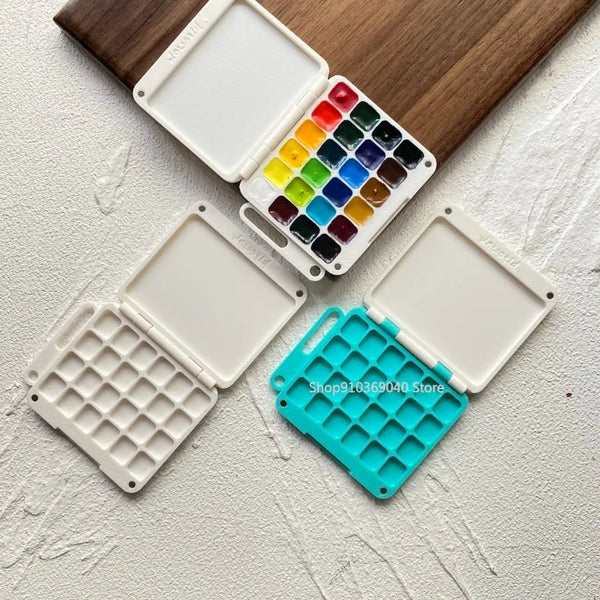 AOOKMIYA Portable Watercolor Palette 24 Cells Empty Ultra-thin Foldable Paint Box Artist Travel Painting Paint Tray Art Supplies