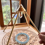 Healing Pyramid Diapason Medical Instrument Natural White Crystal Pyramid Made Pure Copper Yoga Help Sleep Percussion Accessorie