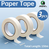 AOOKMIYA 3pcs Marie's Paper Tapes, 0.7in/0.94in & 20m/50m, Hand Tearable Masking Tape for Watercolor, Drafting, Canvas Framing for Adults