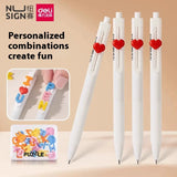Kawaii Deli Nusign Puzzle Gel Ink Pen 0.5mm Cute Lovely Retractable Ballpiont Pens with Letters Particle Back To School Supplies