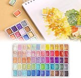 AOOKMIYA 20/24/60/72-Color Metal Watercolor Painting Set, New Portable Box With Sparkling Pearl Solid Watercolor Painting, Art Supplies