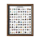 100 Kinds of Natural Ore Specimen Ornaments, with Glass Dust Cover, Decorative Paintings, Crystal Gems, Birthday Gifts