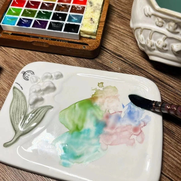 Suzuki Shaped Ceramic Color Palette Traditional Chinese Painting Color Adjusting Tools Student Painting Supplies Art Specific