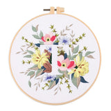 AOOKMIYA Floral Embroidery Kit for Beginner and Adults Cross Stitch Kits Embroidery Starter Kit with Initial Letter and Flower Pattern