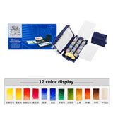 AOOKMIYA Winsor Newton Watercolor Travel Set Portable 12-color Half-block Luxury Sketch Special Beginner Hand-painted Art Supplies