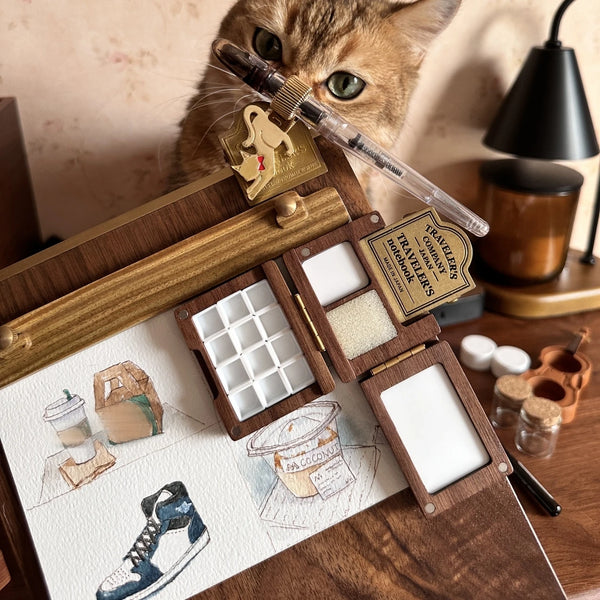 Pure Handmade Customized Wooden Pigment Box Exquisite and Compact Portable Color Box 12 Color Watercolor Travel Box