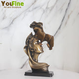 Bronze Lover Kiss Statue Bronze Wedding Lovers Kissing Sculpture Bust Kiss Statues For Home Indoor Decor Valentine's Christmas