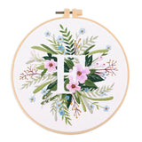 AOOKMIYA Floral Embroidery Kit for Beginner and Adults Cross Stitch Kits Embroidery Starter Kit with Initial Letter and Flower Pattern