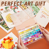 AOOKMIYA 72 Colors Metallic Watercolors with Intense Sparkle, Pearlescent Glitter Solid Pigment, Flash Iridescent Paints, Golden Slivery