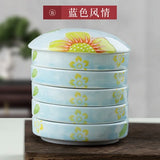 AOOKMIYA New Five-layer Covered Ceramic Palette Chinese Painting Pigment Watercolor Palette Calligraphy Ink Cartridge Art Supplies