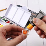 Art Metal Watercolor Tin with Fold-Out Palette, Large Watercolor Tray Palette with 52 Empty Watercolor Half pan for Artist