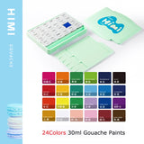 AOOKMIYA HIMI Gouache Paints Set 18/24colors 30ml Jelly Cup Non-Toxic Gouache Artist Watercolor Paint with Palette For Painting Art