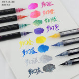 Glitter Highlighter Pen Soft Head Brush Fine Flash Markers Painting Maker for Scrapbook Diary Journal Student Stationery