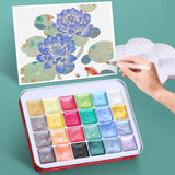 AOOKMIYA Solid Pearlescent Watercolor Paint Set 24 Colors 1ML Chinese Style Glitter Nail Art Watercolor Art Supplies for Artist