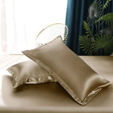 AOOKMIYA Silk Bedding Set with Duvet Cover Bed Sheet Pillowcase Luxury Satin Bedsheet Solid Color Double Single King Queen Full Twin Size