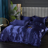 AOOKMIYA Silk Bedding Set with Duvet Cover Bed Sheet Pillowcase Luxury Satin Bedsheet Solid Color Double Single King Queen Full Twin Size