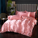 AOOKMIYA Silk Bedding Set with Duvet Cover Bed Sheet Pillowcase Luxury Satin Bedsheet Solid Color Double Single King Queen Full Twin Size