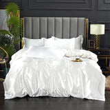 AOOKMIYA Silk Bedding Set with Duvet Cover Bed Sheet Pillowcase Luxury Satin Bedsheet Solid Color Double Single King Queen Full Twin Size