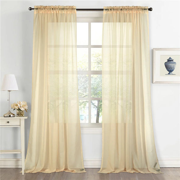 Single piece solid color translucent polyester decorative curtains, living room, dining room, bedroom