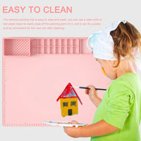 AOOKMIYA  Soft Keep Tidy Multi Slots Cleaning Foldable Durable Food Grade Mixing Art Reusable For Kids Painting Mat Silicone Palette