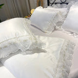 Solid color princess wind ice silk four-piece bed sheet quilt cover summer cool and comfortable comforter bedding sets