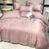 Solid color princess wind ice silk four-piece bed sheet quilt cover summer cool and comfortable comforter bedding sets
