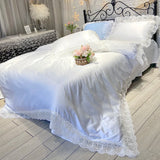 Solid color princess wind ice silk four-piece bed sheet quilt cover summer cool and comfortable comforter bedding sets