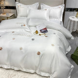 Solid color princess wind ice silk four-piece bed sheet quilt cover summer cool and comfortable comforter bedding sets