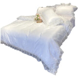 Solid color princess wind ice silk four-piece bed sheet quilt cover summer cool and comfortable comforter bedding sets