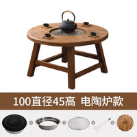 Solid wood charcoal stove around the stove to cook tea table folding chair combination outdoor barbecue hot pot