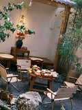 Solid wood charcoal stove around the stove to cook tea table folding chair combination outdoor barbecue hot pot