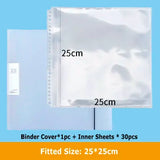 Square Card Binder 15*15cm Children's Photocard Binder High Transparent Sleeves 35*35CM Square Folder For Drawings Collection